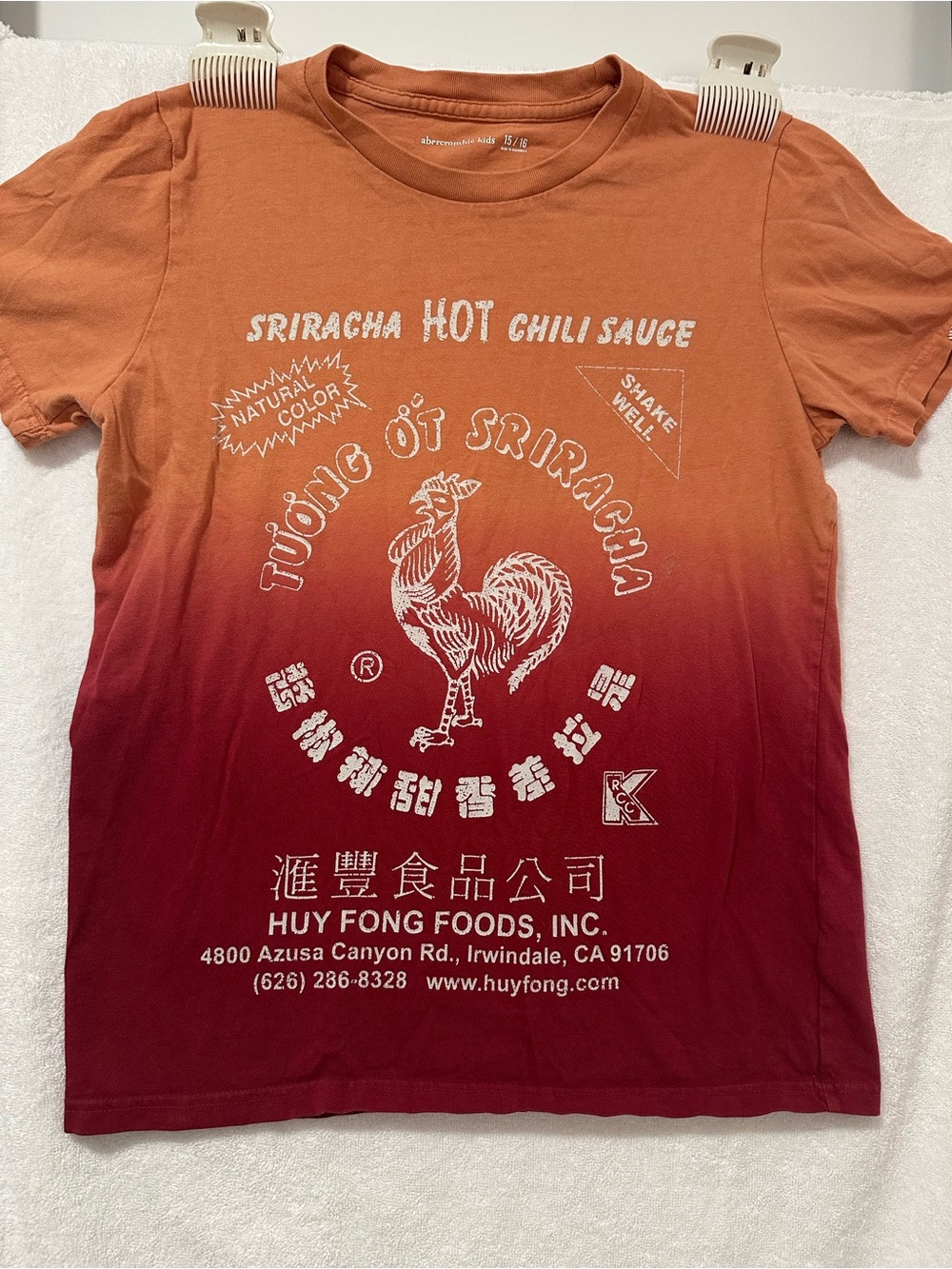 Abercrombie kids-Sriracha Hot Chili Sauce Gradient Tee - Orange to Red